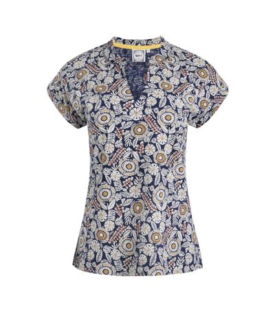 Womens/ladies alia printed jersey top navy Weird Fish