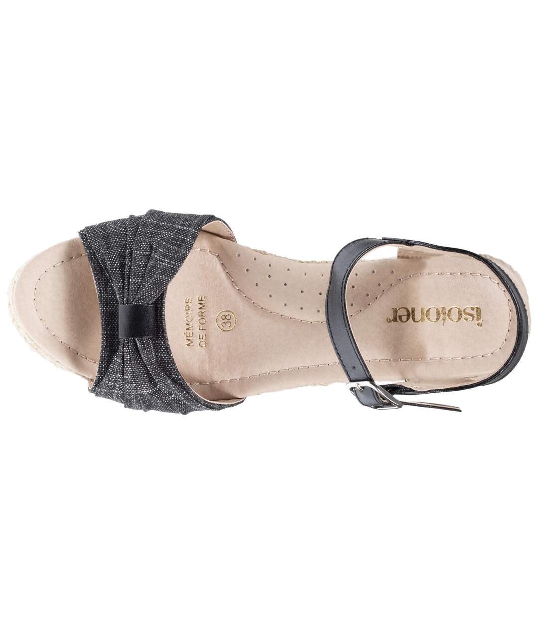 Isotoner Espadrilles femme à talon 6 cm et bout ouvert détail nœud-2