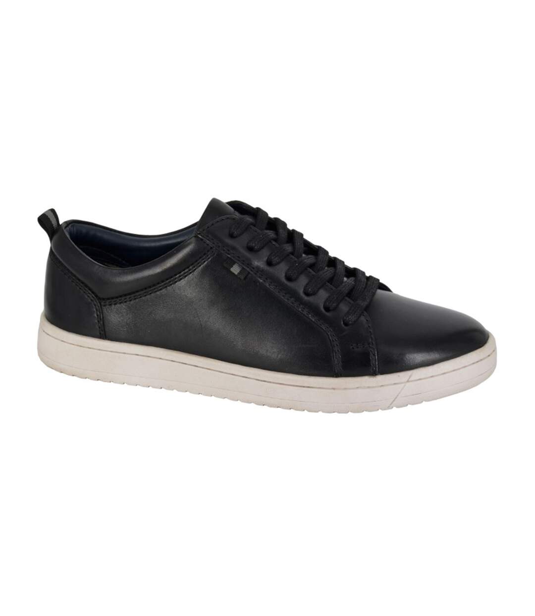 Mens Leather Trainers Navy Blue Roamers-1