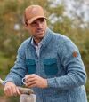 Modrý melírovaný pletený sveter na zips Atlas For Men