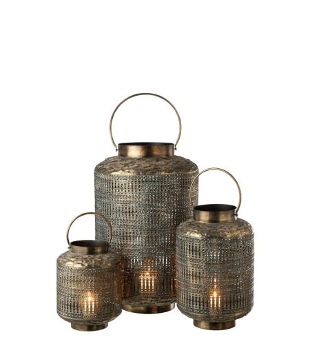 Lanterne Cylindrique en Métal Antique 65cm Bronze