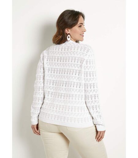 Gilet ajouré col V boutonné coton mélangé