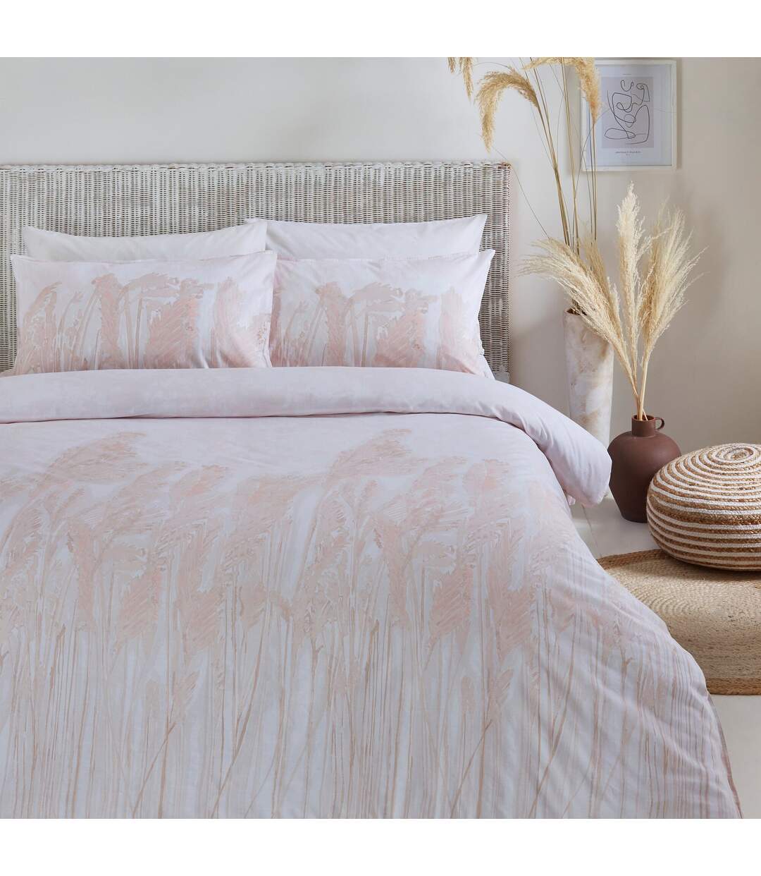 Pampas cotton washed duvet cover set blush The Linen Yard-3