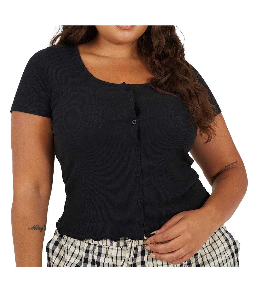 T-shirt Motif/style Côtelé Femme Noir Brave Soul-3