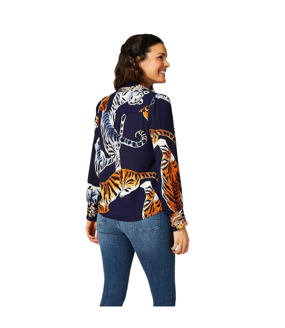 Womens/ladies Tiger Long-sleeved Blouse Multicoloured Biba-3