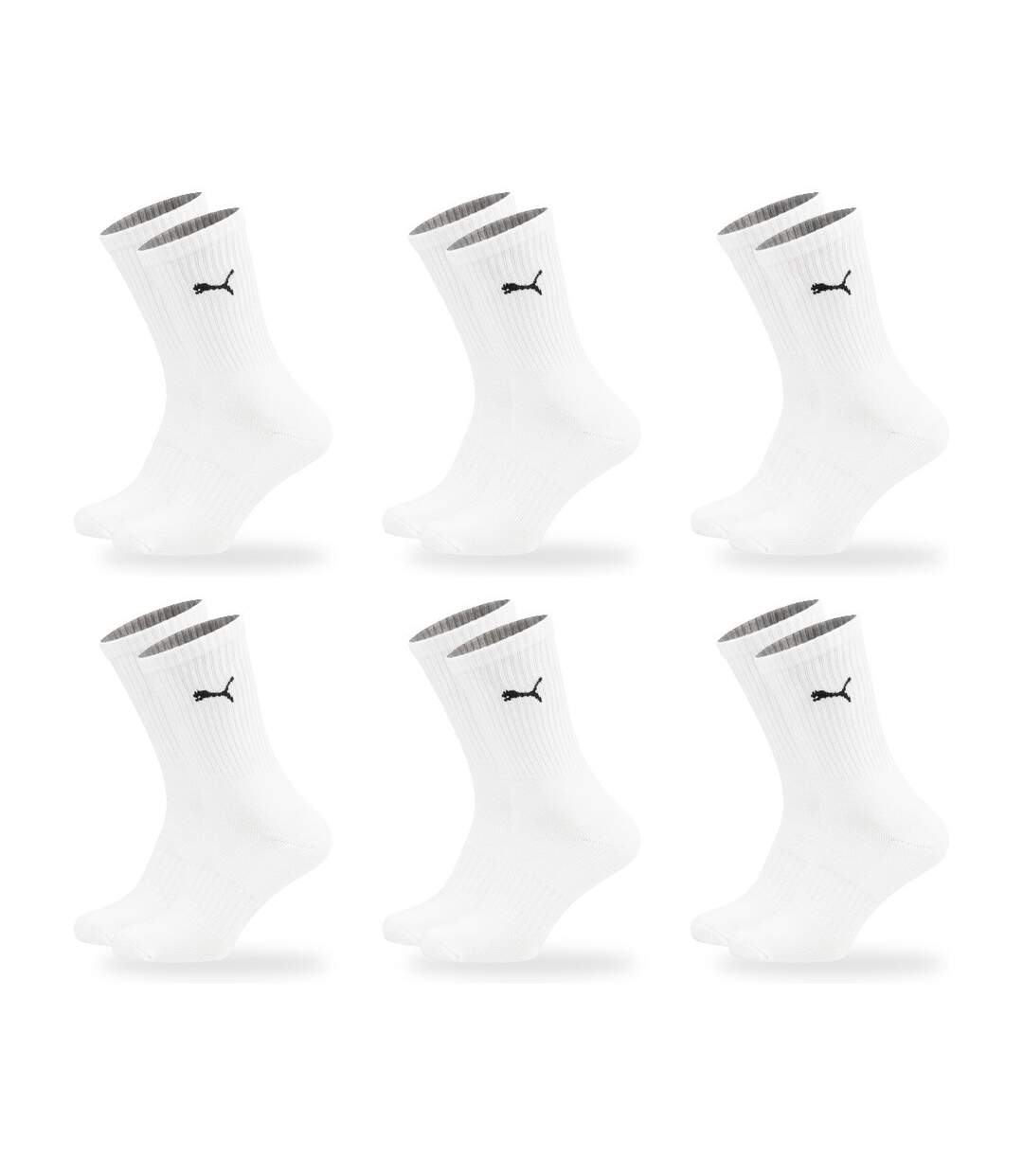 PUMA Chaussettes Mixte Crew Pack 6 Paires (Lot) - Coton Doux, Talon Cousu-1