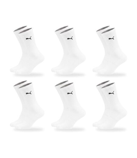 PUMA Chaussettes Mixte Crew Pack 6 Paires (Lot) - Coton Doux, Talon Cousu