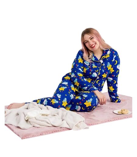 Ensemble De Pyjama Long Motif/style Rétro Femme Bleu Care Bears