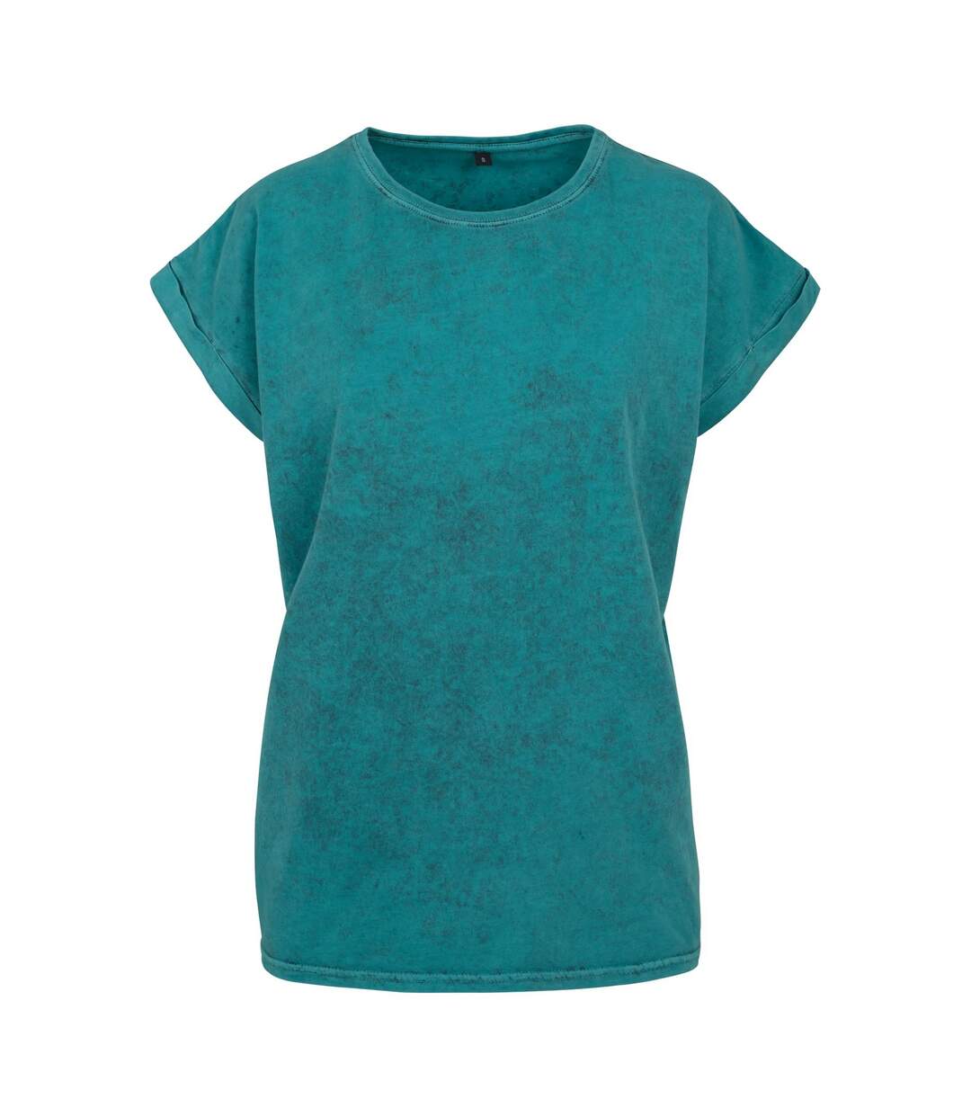 T-shirt Motif/style Délavé À L'acide Femme Bleu Sarcelle Noir Build Your Brand-1