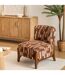 Fauteuil en chenille avec pieds en bois effet noyer CALIX - Marron-2