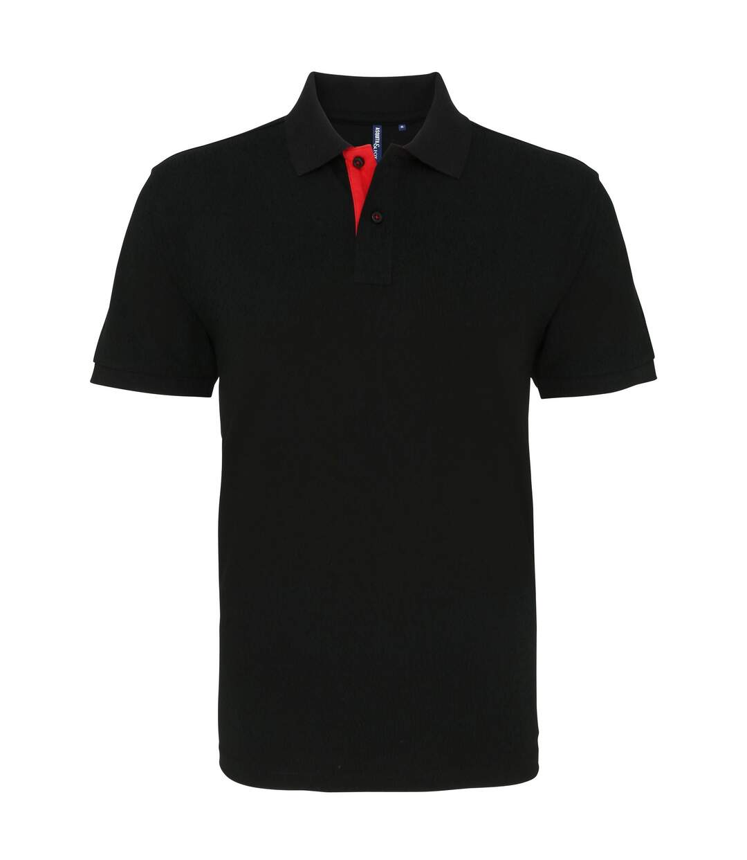 Asquith & Fox Mens Classic Fit Contrast Polo Shirt (Black/ Red)