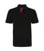 Asquith & Fox Mens Classic Fit Contrast Polo Shirt (Black/ Red) - UTRW4810
