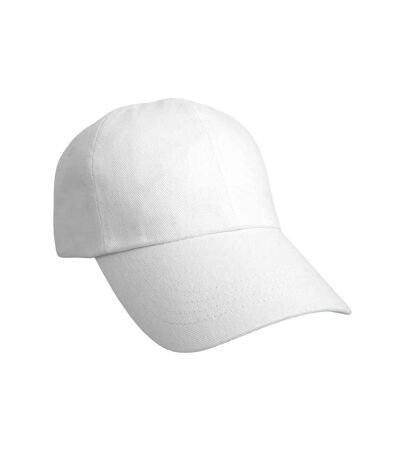 Pro style plain heavy brushed cotton baseball cap white Result Headwear