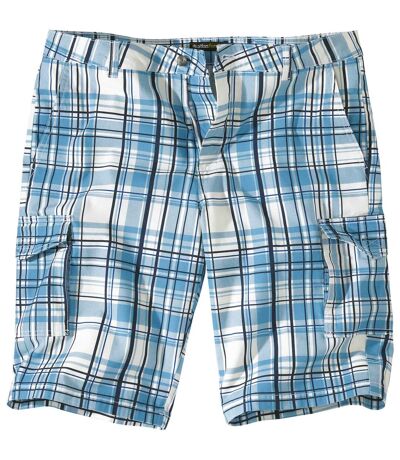 Men's Turquoise Checked Shorts