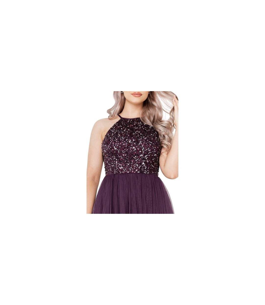 Womens/ladies Sequin Midi Dress Berry Maya Deluxe-1