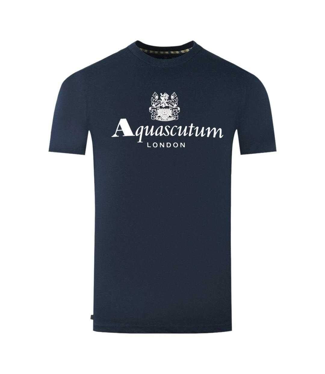 T-shirt Motif Logo London Aldis Homme Bleu Marine Aquascutum-1