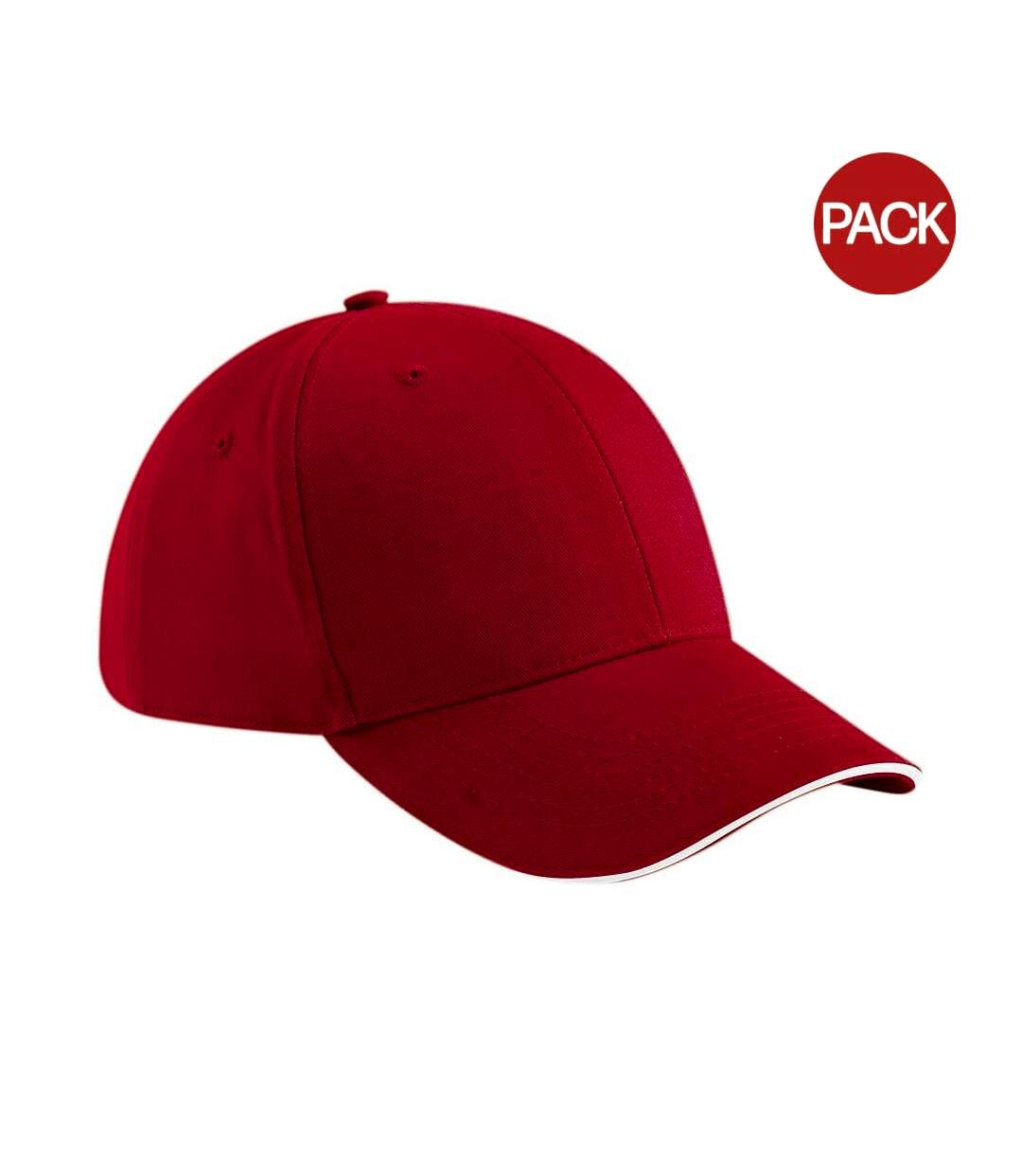 Lot de 2  casquettes adulte rouge classique/blanc Beechfield-1