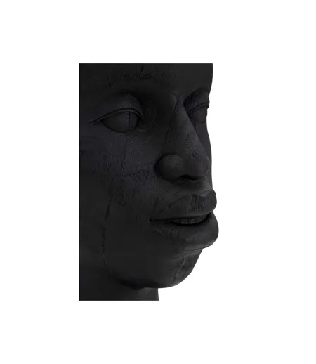 Statue Tête Homme Couvre-Chef Massai 56cm Noir