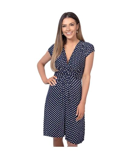 Krisp Womens/Ladies Cap Sleeve Knot Front Dress (Navy) - UTKP152