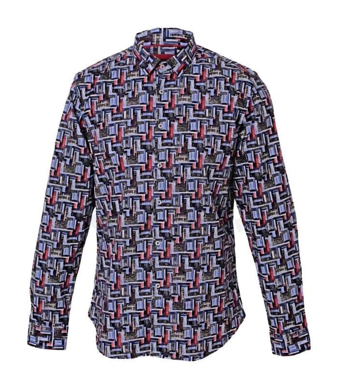 Chemise homme manches longues en strech motifs DIGITAL slim fit