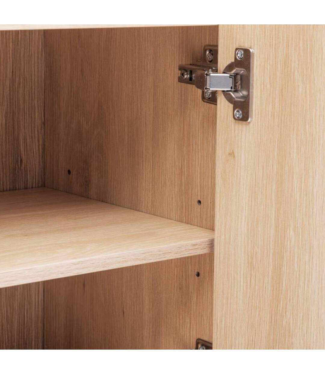 Meuble bas 1 porte et 1 niche effet bois naturel ABANA - Beige-4