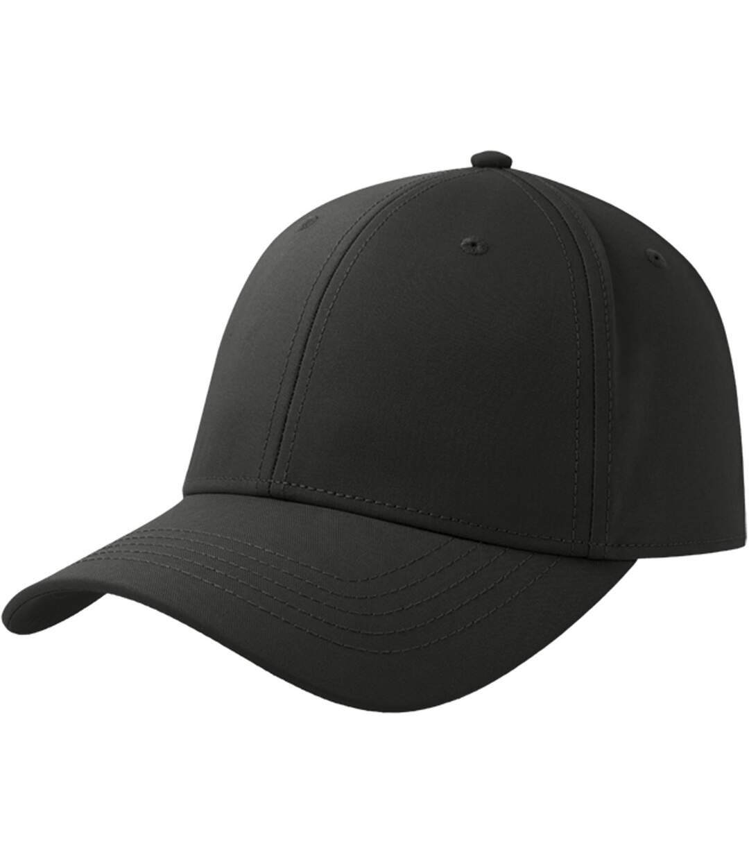 Unisex adult pitch 6 panel flexible stretch fitted baseball cap black Atlantis-1