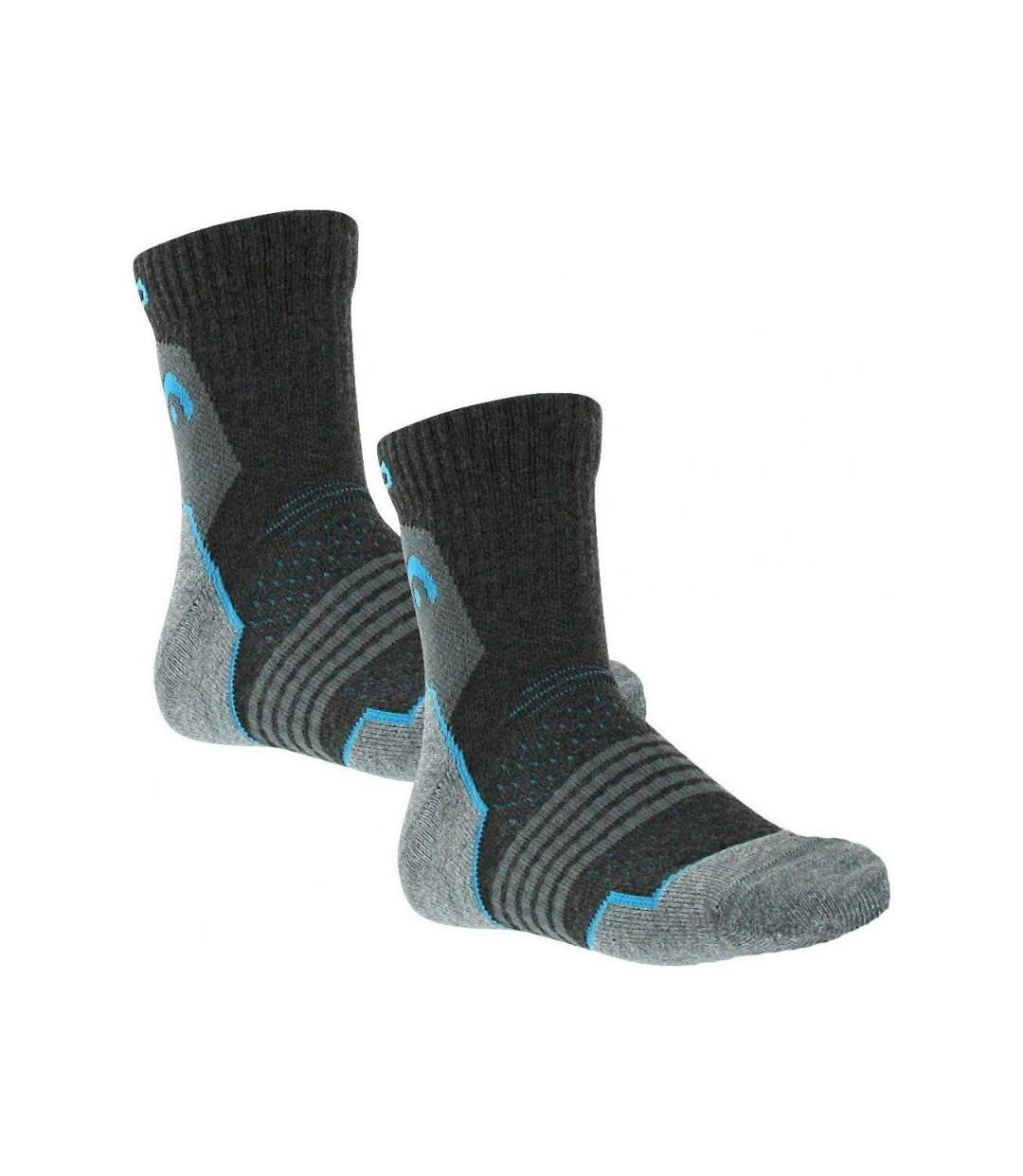 HEAD Lot de 2 paires de Mi-chaussettes Mixte Microcoton HIKING QUARTER Gris Bleu-1