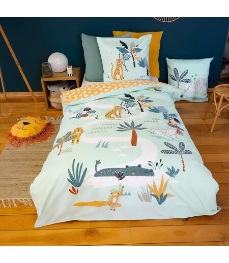 Parure de lit JUNGLE MANIA polyester microfibre  Taie 63x63 cm