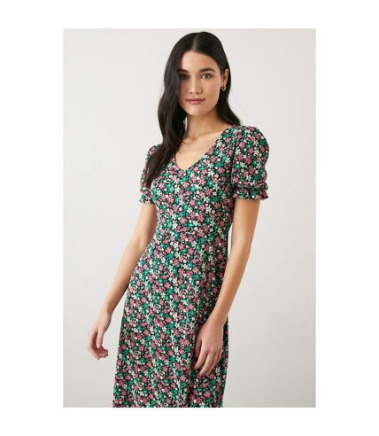 Dorothy Perkins Womens/Ladies Ditsy Print V Neck Short-Sleeved Midi Dress (Multicolored) - UTDP1628