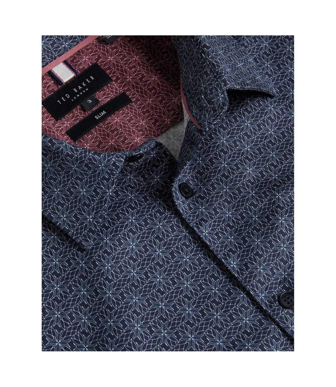 Mens Slim Long-sleeved Shirt Navy Ted Baker-4