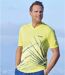 Pack of 3 Men's Graphic T-Shirts - Blue White Lime Green