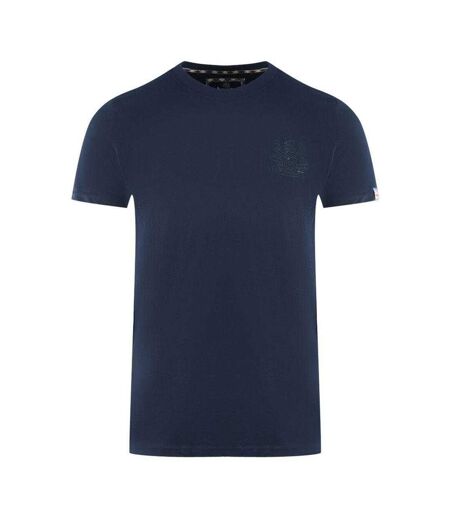 Mens London Aldis Tonal Logo T-shirt Navy Blue Aquascutum