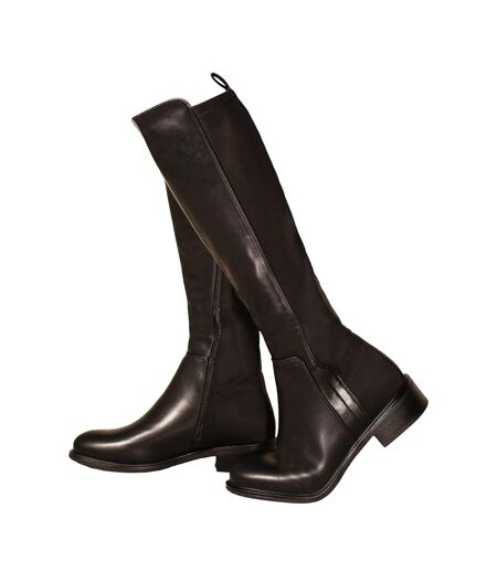 Womens/ladies parker pu side zip knee-high boots black Where´s That From