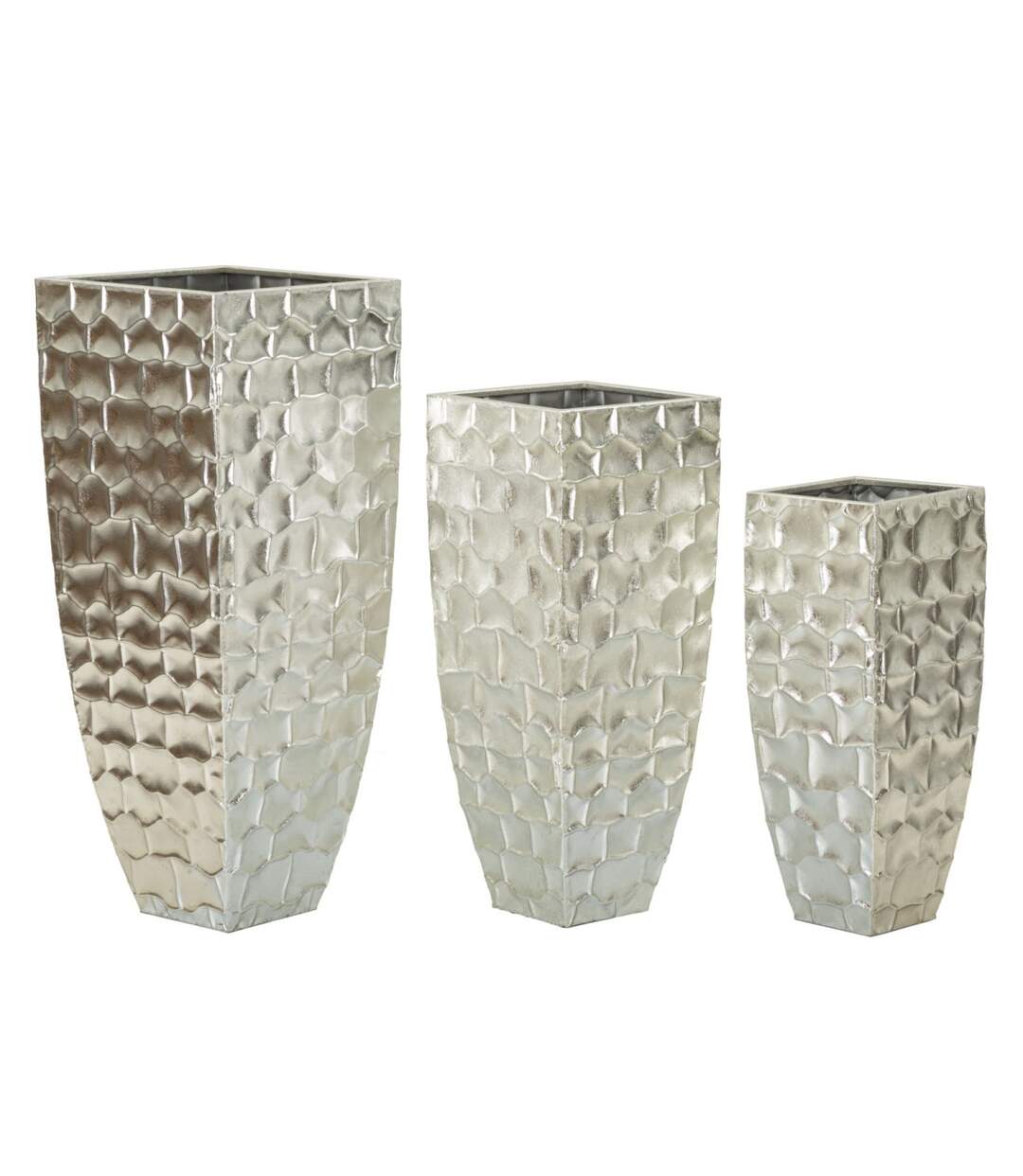 Lot de 3 Vases en Métal Argy 90cm Argent-1