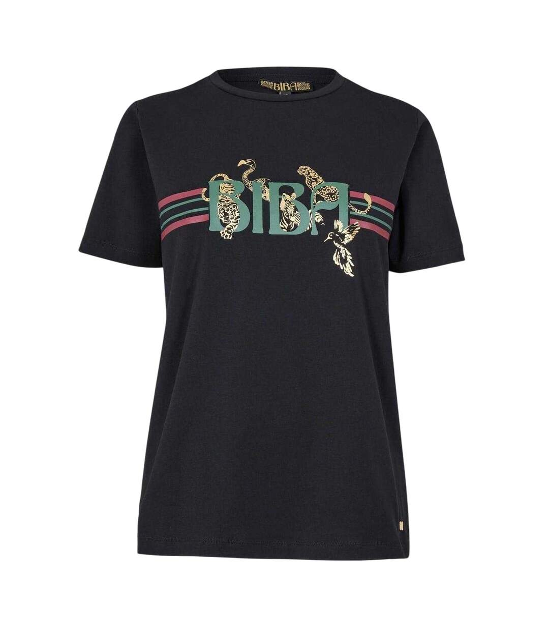 T-shirt Motif/style Léopard Femme Noir Biba-1