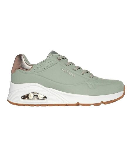 Womens/ladies Uno Stand On Air Wedge Trainers Sage Skechers