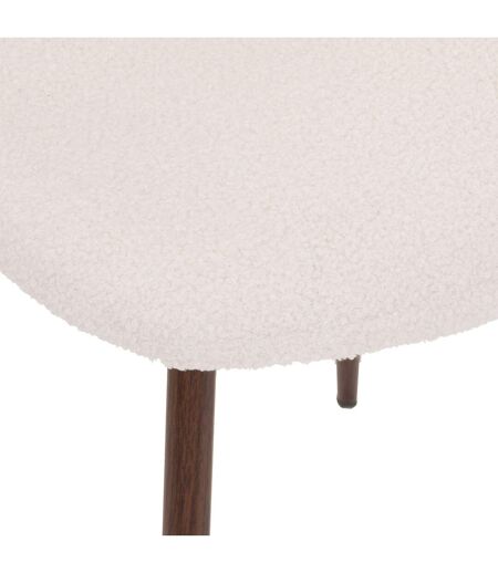 Lot de 4 Chaises confortables en polyester effet bouclette et pieds en fer Roka - Blanc