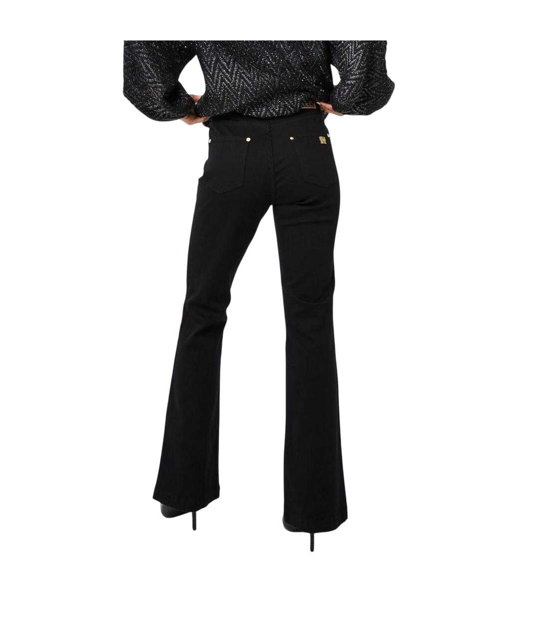 Womens/ladies Denim Flared Jeans Black Biba-4