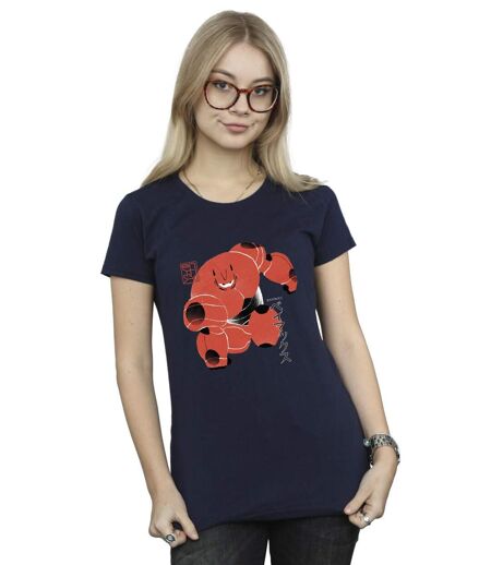 Disney - T-shirt BIG HERO BAYMAX SUITE POSE - Femme (Bleu marine) - UTBI13141