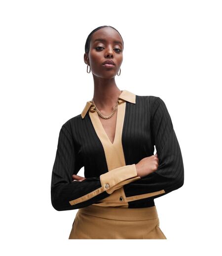 Blouse manches longues elanty femme noir / jaune or Boss