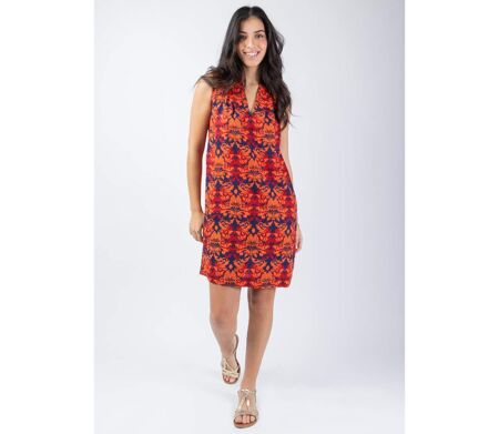 Robe courte sans manches ANHA imprimé ethnique chatoyant Coton Du Monde