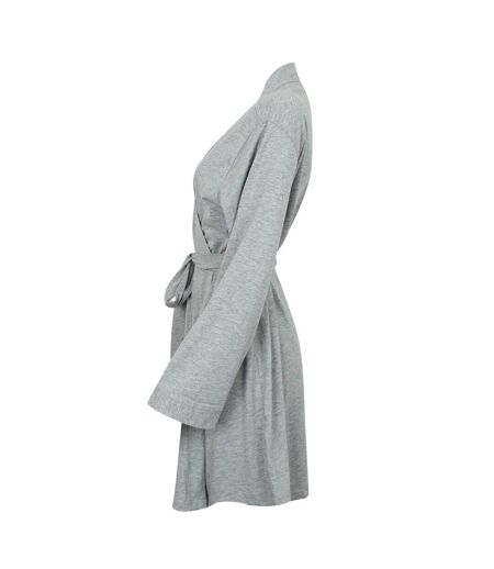 Womens/ladies cotton wrap robe heather grey Towel City