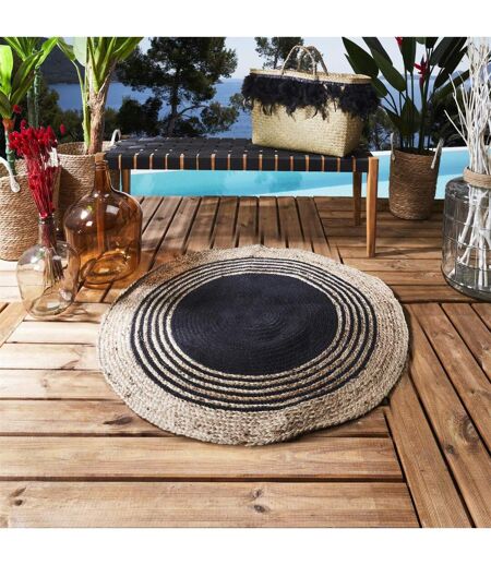 Tapis Rond Déco en Jute Limo 90cm Noir