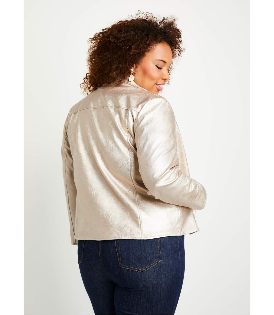 Blouson zippé tissu enduit brillant-2