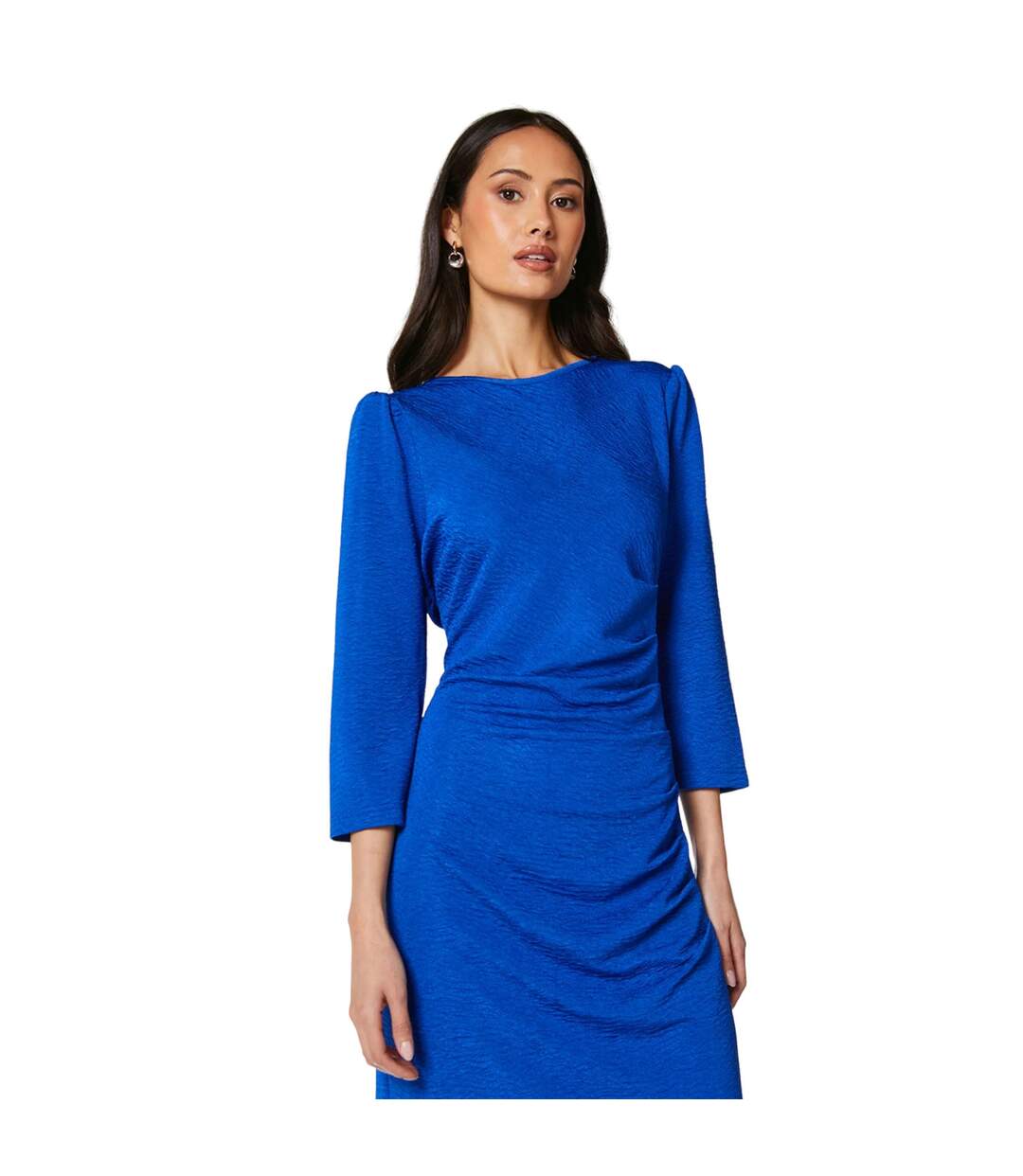 Womens/ladies textured jersey front seam detail midi dress blue Principles