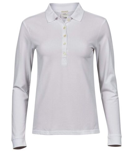 Polo femme luxury stretch - 146 - blanc - manches longues