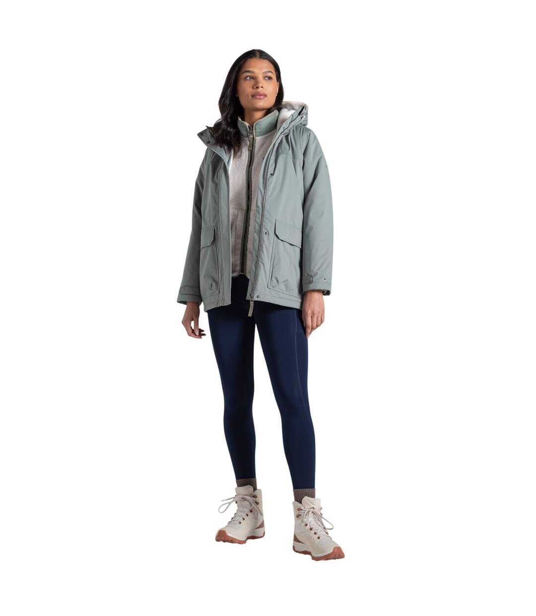 Veste Imperméable À Capuche National Trust Crossbill Femme Vert De Gris Craghoppers-4