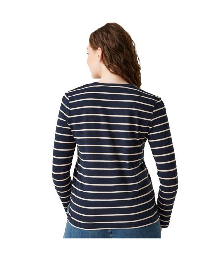 Womens/ladies Federica Ii Stripe Long-sleeved T-shirt Navy Light Vanilla Regatta