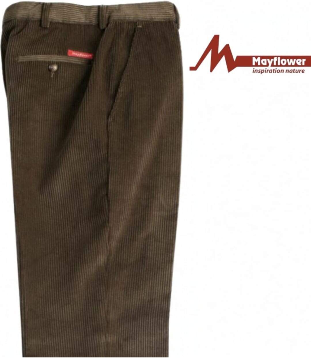 MAYFLOWER D373 — Pantalon velours extensible marron : confort stretch et taille haute-4