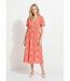 Robe longue col V brodée smockée dos-1